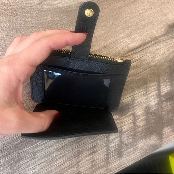 Coach mini wallet with gold hardware and keychain - Picture 2 of 6